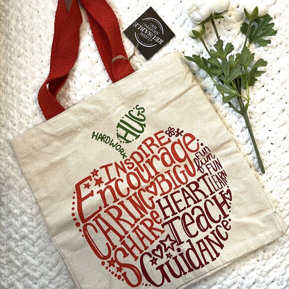 Handbags - NWT Teacher Appreciation Canvas Tote (Natural)
